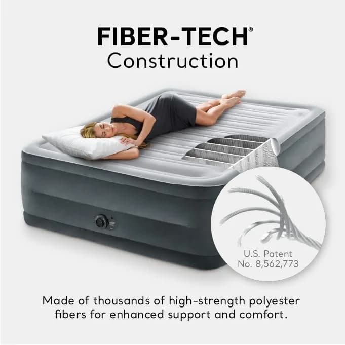 Intex 64417ED Queen Dura-Beam Comfort Plush Air Mattress 22in | High-Rise with Built-in Pump for Travel & Camping thumbnail 8