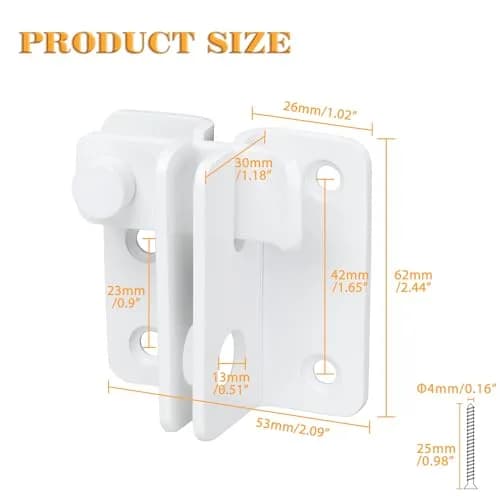 Alise White Flip Latch Gate Latch, Shed Door Lock, Barn Door Lock, L-Size | Heavy Duty Stainless Steel thumbnail 1