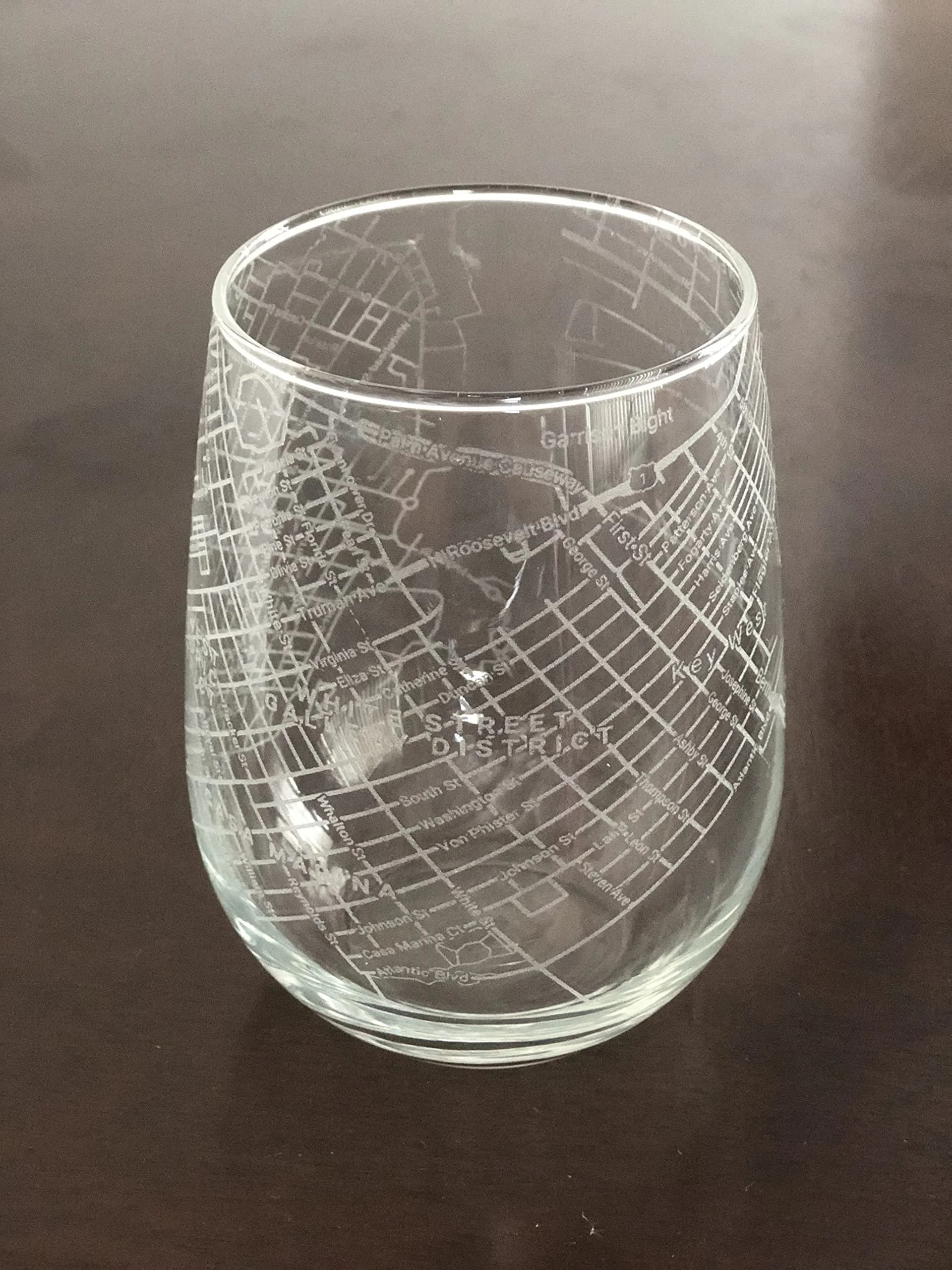 Or Something Stemless 17oz Wine Glass Urban City Map Key West Florida | Modern Reusable Glassware — Clear