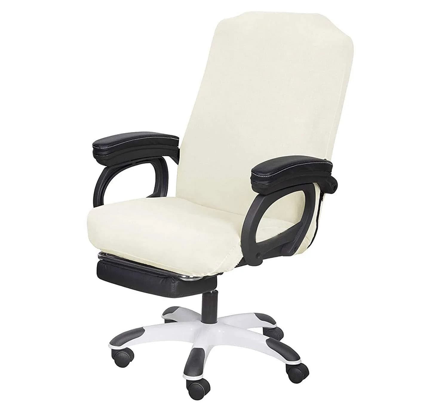 SARAFLORA Ivory Large Office Chair Cover - Removable, Washable Stretch Fit Protector (1 Piece) - main product image