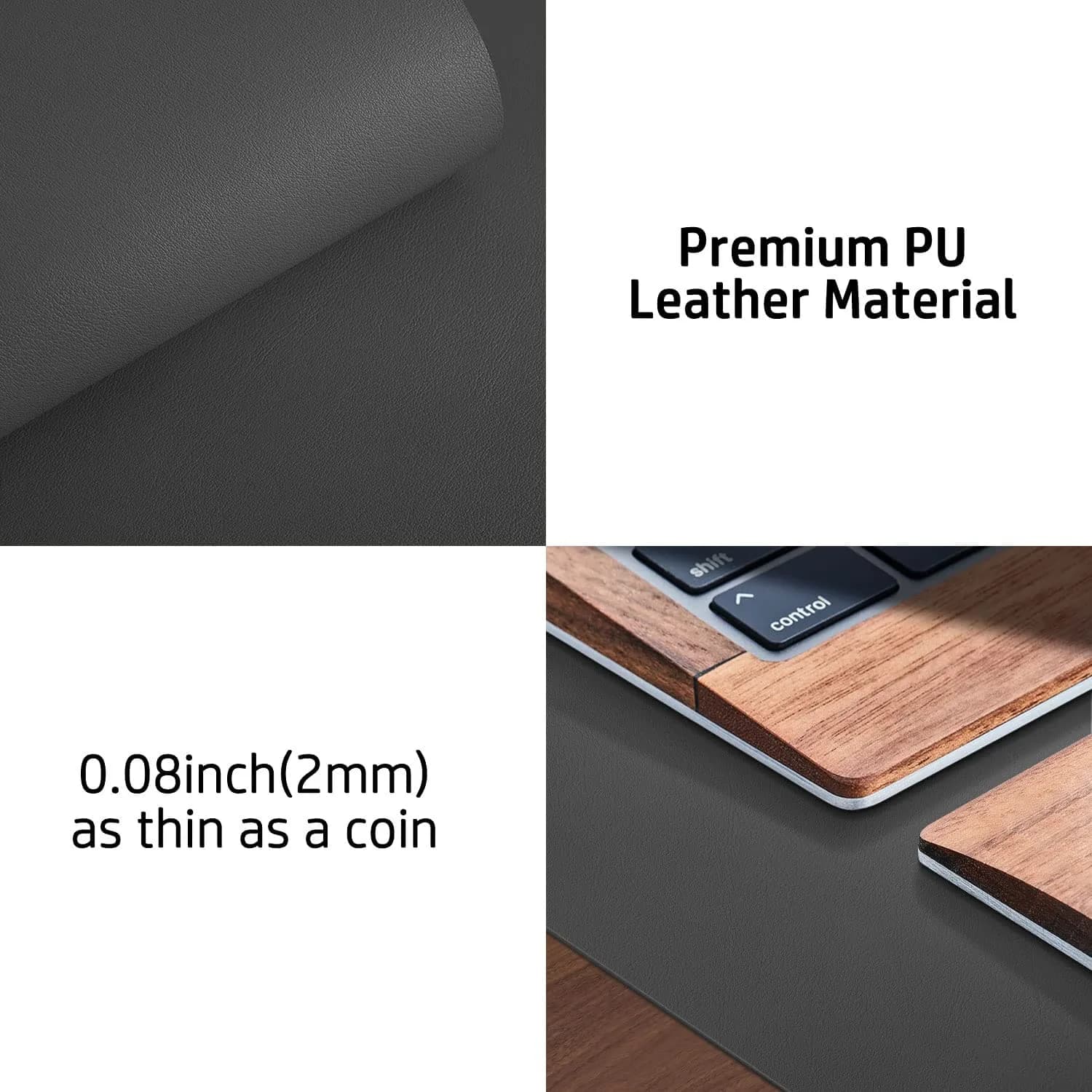 Aothia Gray PU Leather Desk Pad Protector, 23.6" x 13.7" | Protects Desks from Scratches and Stains - view 7