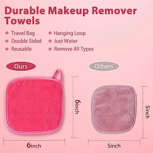 Natwag Reusable Makeup Remover Cloths 15cm x 15cm (6" x 6") | Pack of 12 Microfiber Face Washcloths with Mesh Bag thumbnail 5