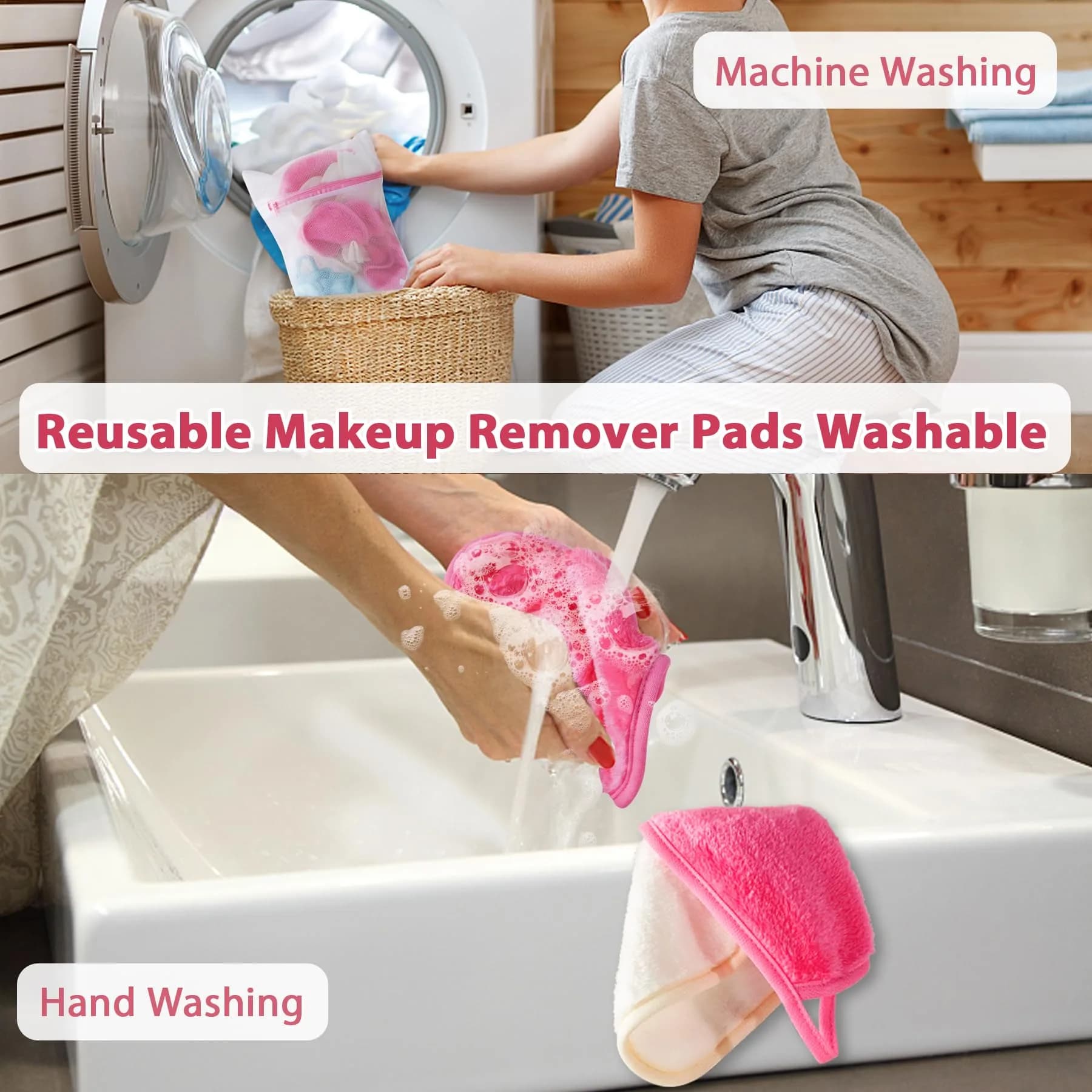 Natwag Reusable Makeup Remover Cloths 15cm x 15cm (6" x 6") | Pack of 12 Microfiber Face Washcloths with Mesh Bag - view 7