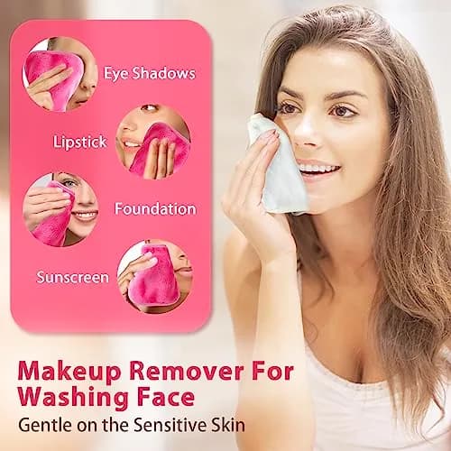 Natwag Reusable Makeup Remover Cloths 15cm x 15cm (6" x 6") | Pack of 12 Microfiber Face Washcloths with Mesh Bag thumbnail 2