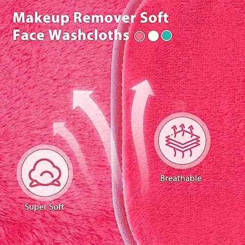 Natwag Reusable Makeup Remover Cloths 15cm x 15cm (6" x 6") | Pack of 12 Microfiber Face Washcloths with Mesh Bag thumbnail 3