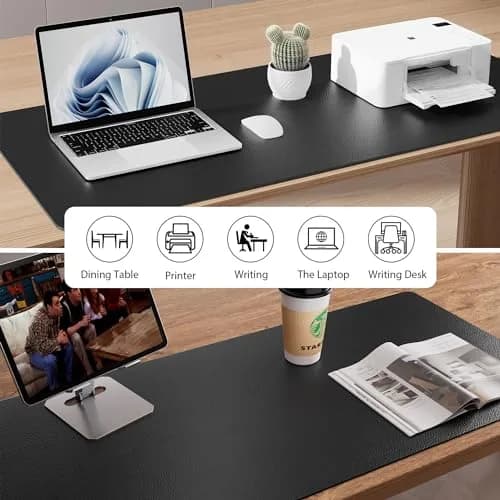 Aothia Black PU Leather Desk Pad Protector 60cm x 35cm (23.6" x 13.7") | Non-Slip Waterproof Surface for Office & Home thumbnail 5