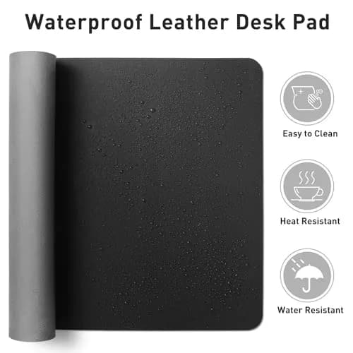 Aothia Black PU Leather Desk Pad Protector 60cm x 35cm (23.6" x 13.7") | Non-Slip Waterproof Surface for Office & Home thumbnail 6