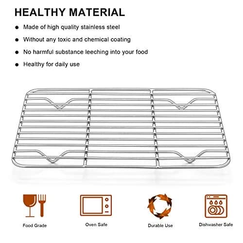 E-far Stainless Steel Cooling Rack Set of 2, 11.6'' x 9'' | Rust-Free & Oven-Safe for Baking & Roasting thumbnail 4