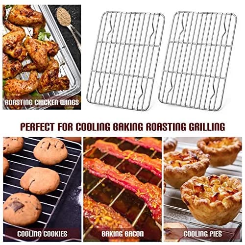 E-far Stainless Steel Cooling Rack Set of 2, 11.6'' x 9'' | Rust-Free & Oven-Safe for Baking & Roasting thumbnail 7