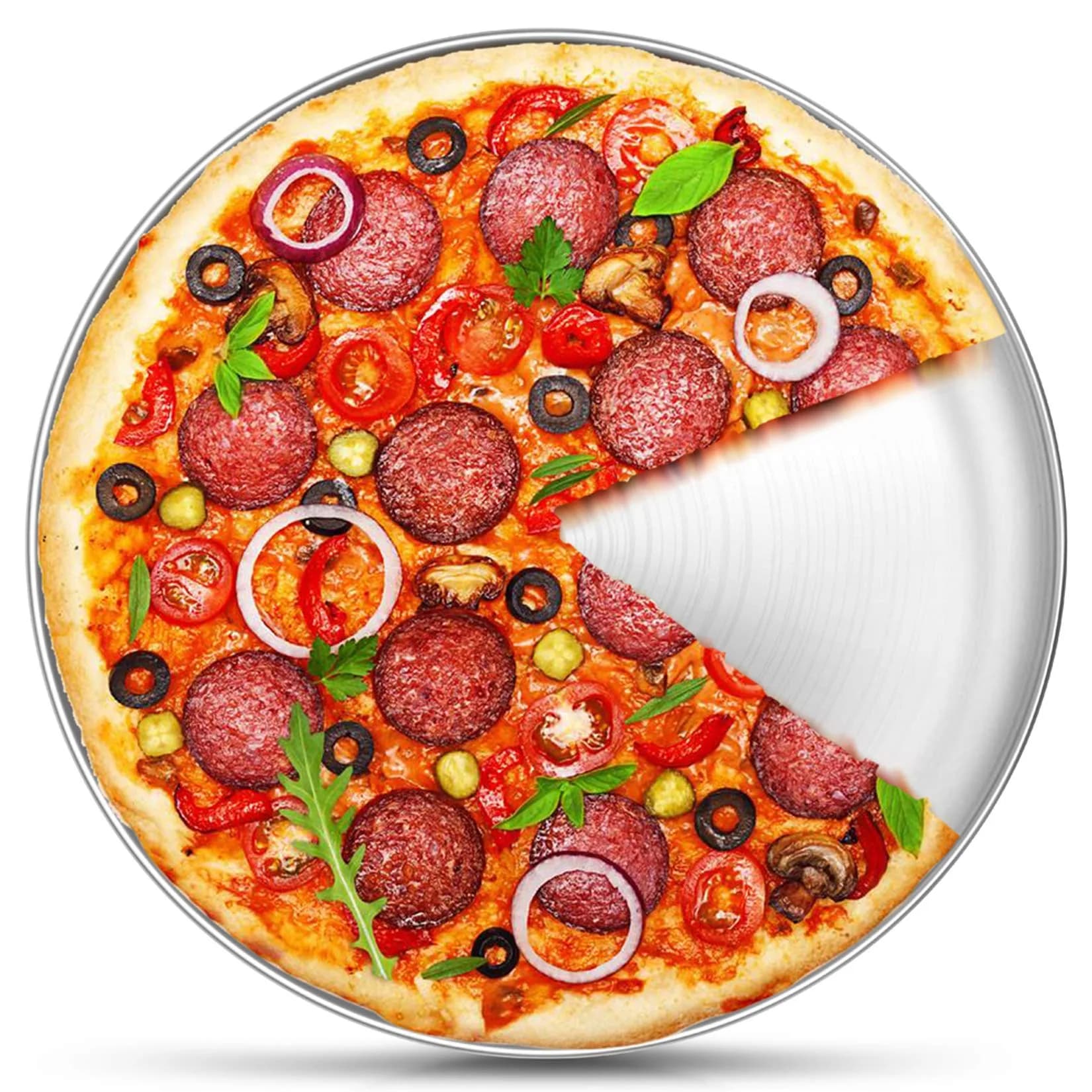 P&P CHEF 12 Inch Pizza Pan, Stainless Steel Baking Tray for Oven, Silver — Silver
