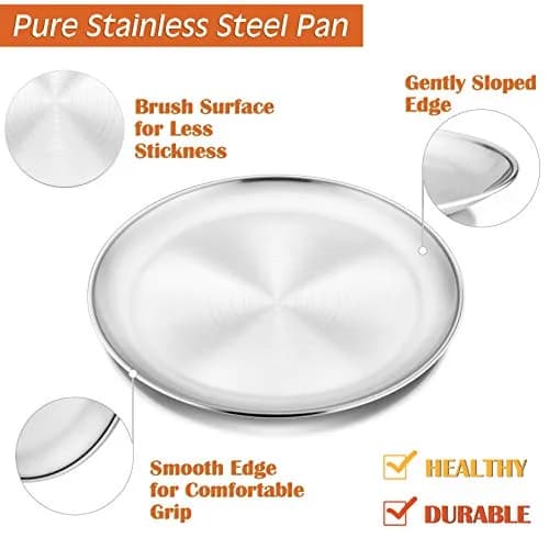 P&P CHEF 12 Inch Pizza Pan, Stainless Steel Baking Tray for Oven, Silver thumbnail 3