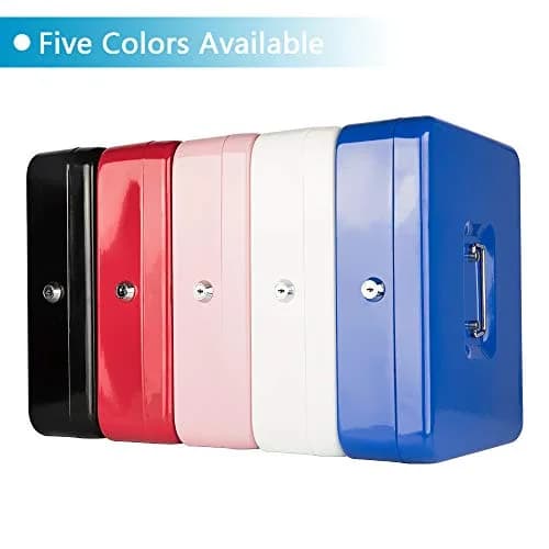 KYODOLED Locking Cash Box with Key, White XL Large | Sturdy Steel Construction with 5-Compartment Tray thumbnail 5