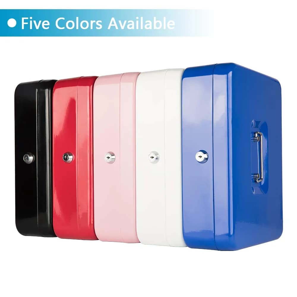 KYODOLED Locking Cash Box with Key, Money Box with Tray, White XL Large (30cm x 24cm x 9cm) - view 5
