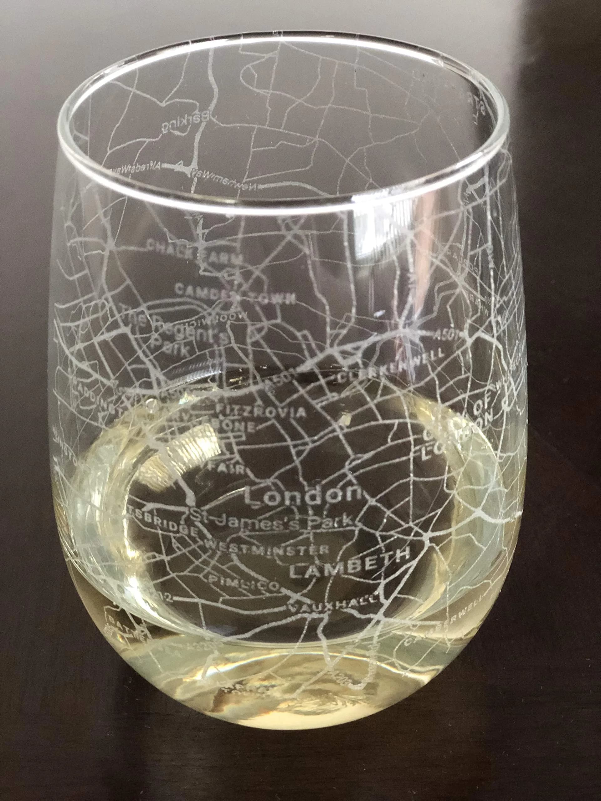 Or Something Stemless 17oz Wine Glass with London City Map | Dishwasher Safe & Reusable — Clear