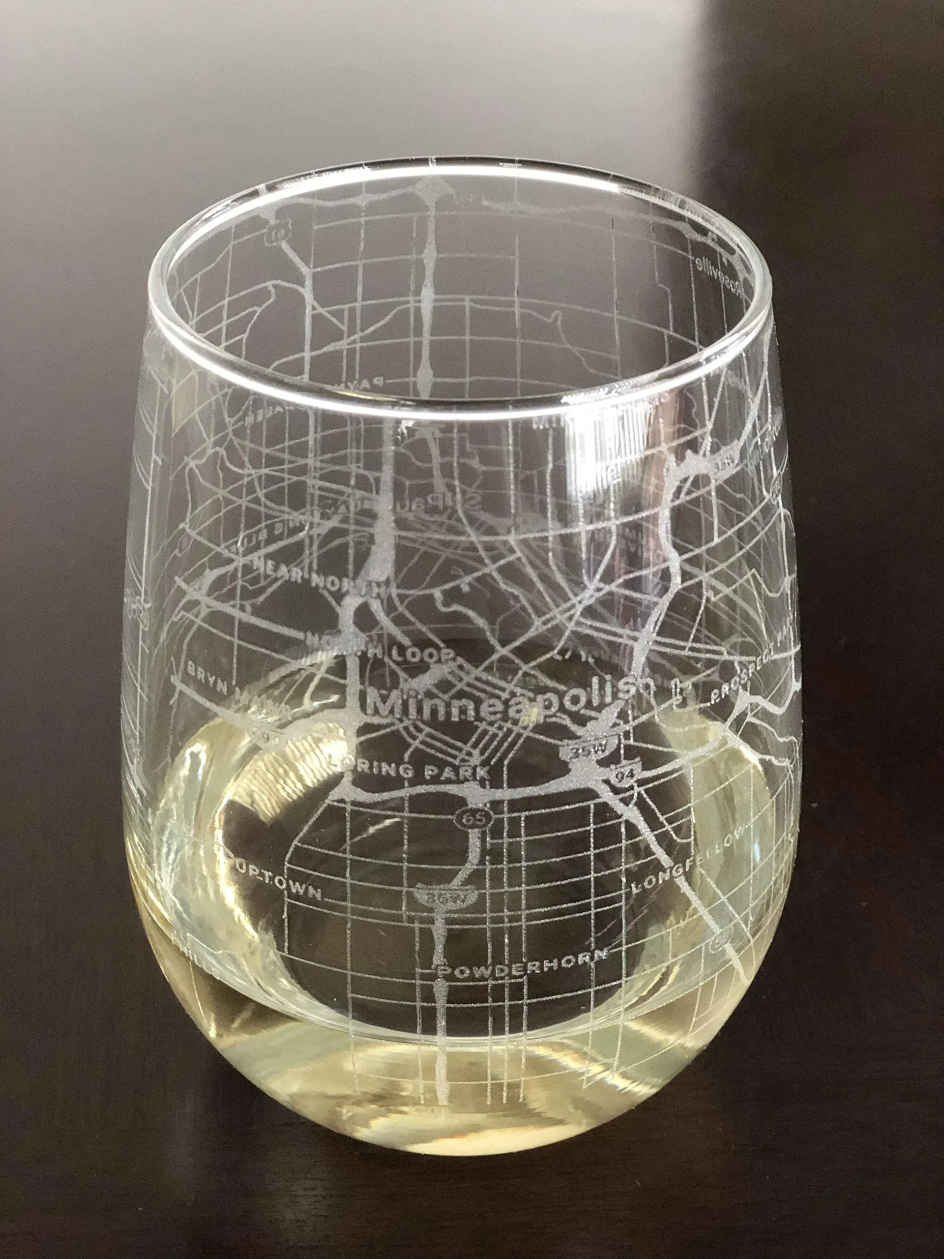 Or Something 17oz Stemless Wine Glass with Minneapolis Saint Paul Map | Dishwasher Safe & Made in USA — Clear