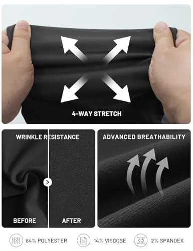 Plaid&Plain Men’s Slim Fit Dress Pants Stretch Dress Pants 8101Black 33x28 | Modern Slim Fit with Wrinkle-Free Comfort thumbnail 5