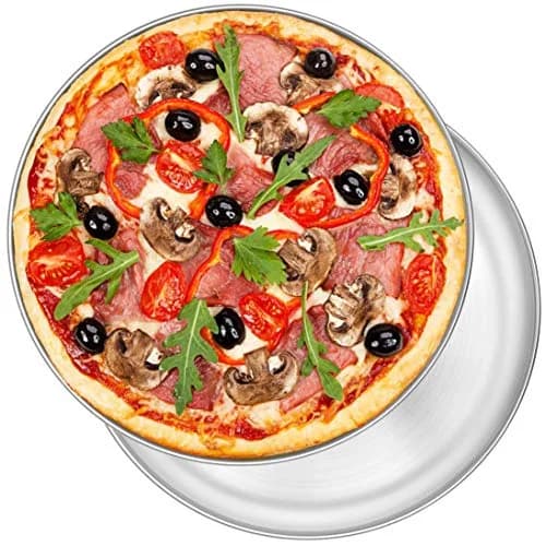 P&P CHEF 12 Inch Stainless Steel Pizza Pan Set of 2 | Heavy Duty Baking & Serving Tray thumbnail 1
