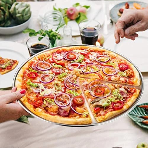 P&P CHEF 12 Inch Stainless Steel Pizza Pan Set of 2 | Heavy Duty Baking & Serving Tray thumbnail 5