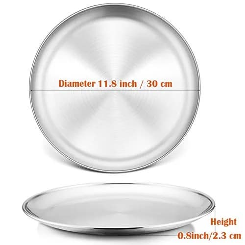 P&P CHEF 12 Inch Stainless Steel Pizza Pan Set of 2 | Heavy Duty Baking & Serving Tray thumbnail 2