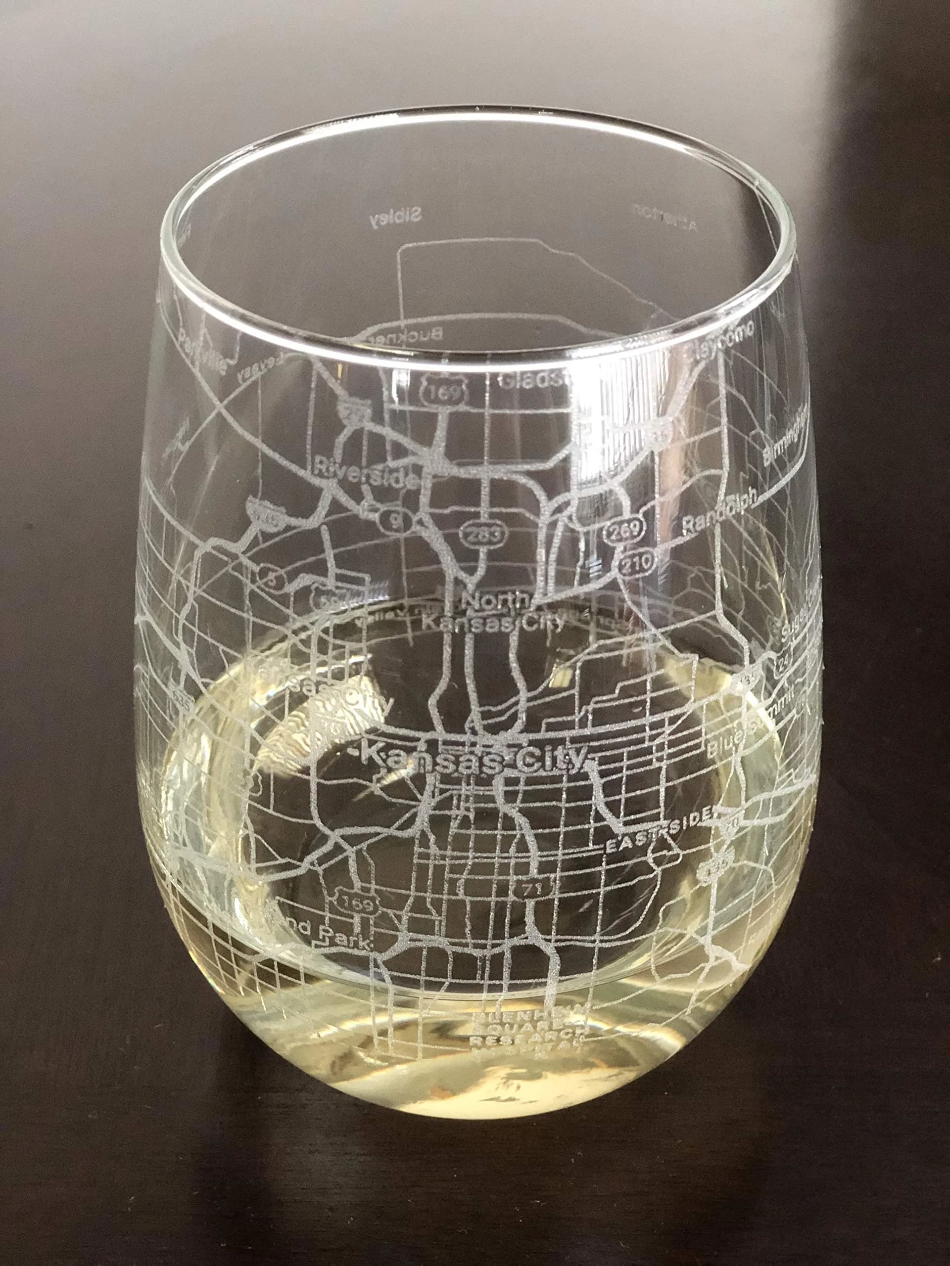 Or Something 17oz Stemless Wine Glass with Kansas City Map | Modern Reusable Glassware — Clear