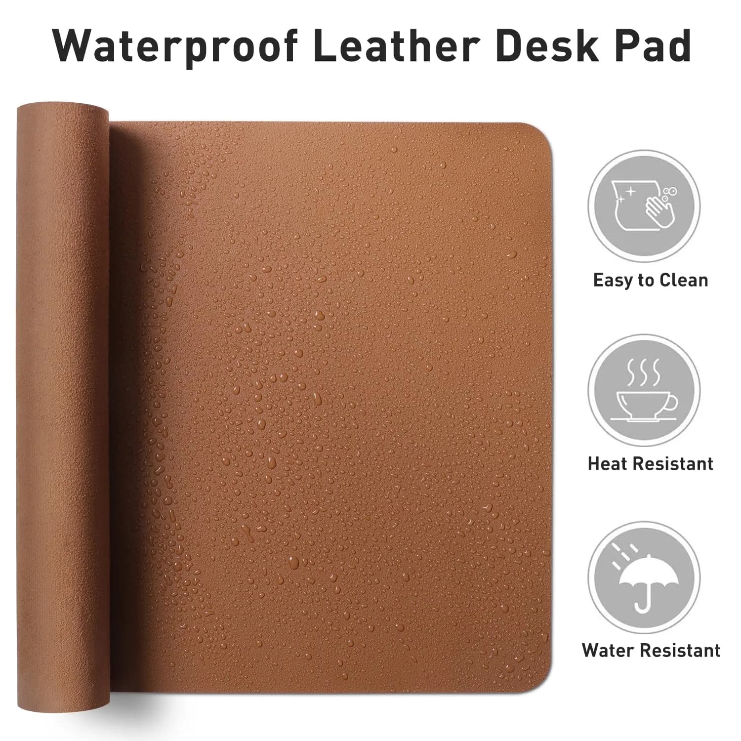 Aothia Brown PU Leather Desk Pad Protector, 23.6" x 13.7" - Stylish Desk Protection - view 6