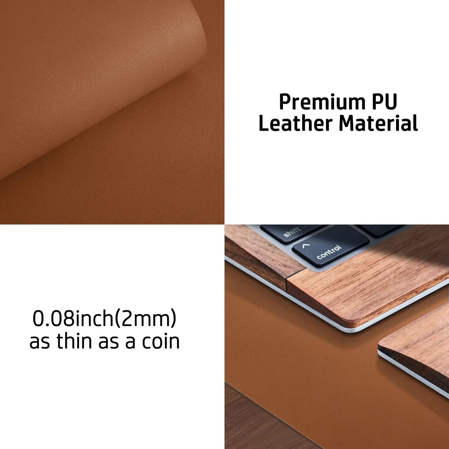 Aothia Brown PU Leather Desk Pad Protector, 23.6" x 13.7" - Stylish Desk Protection - view 7