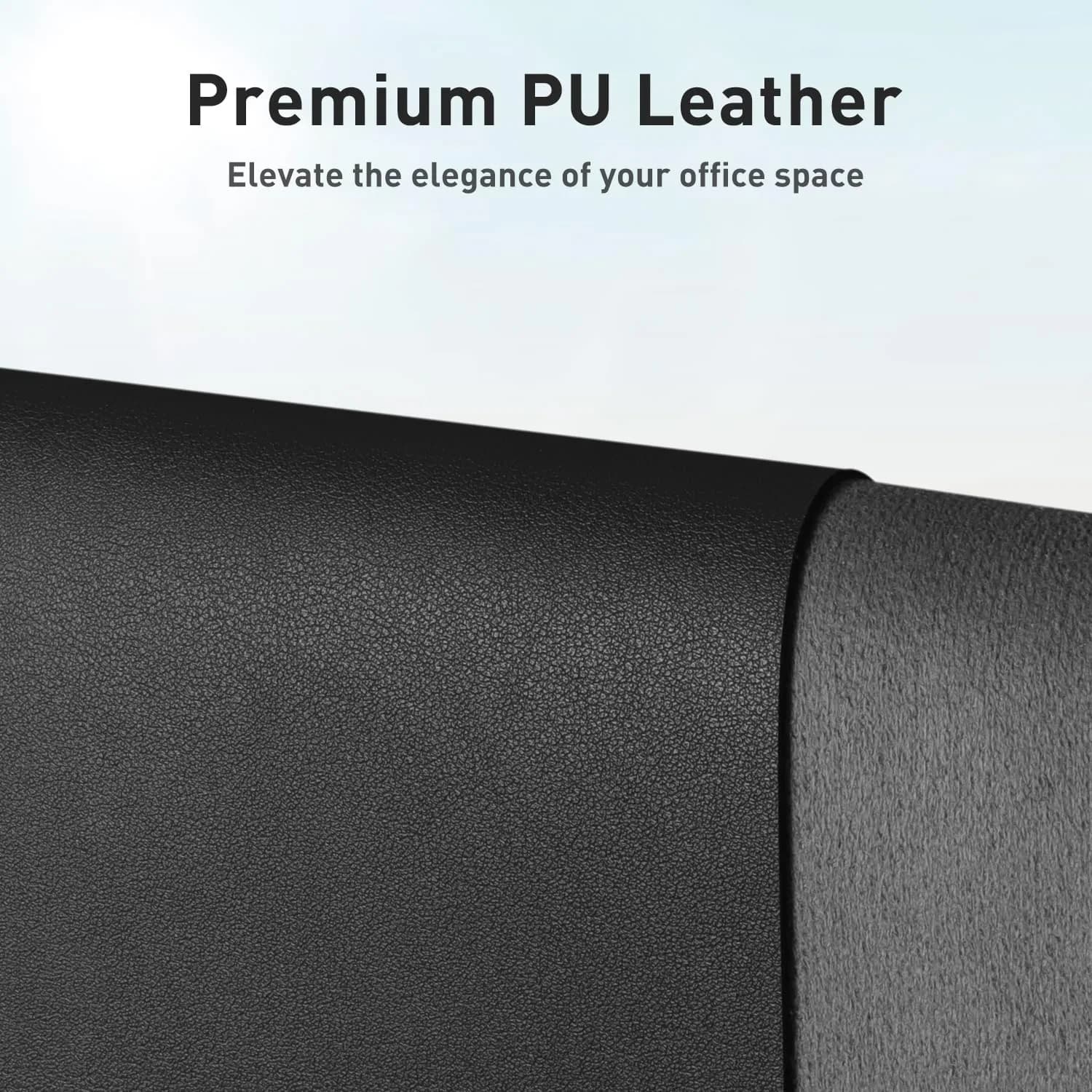 Aothia Black Leather Desk Pad Protector, 36" x 17" | Protects Desk from Scratches, Stains, Spills, Heat - view 2