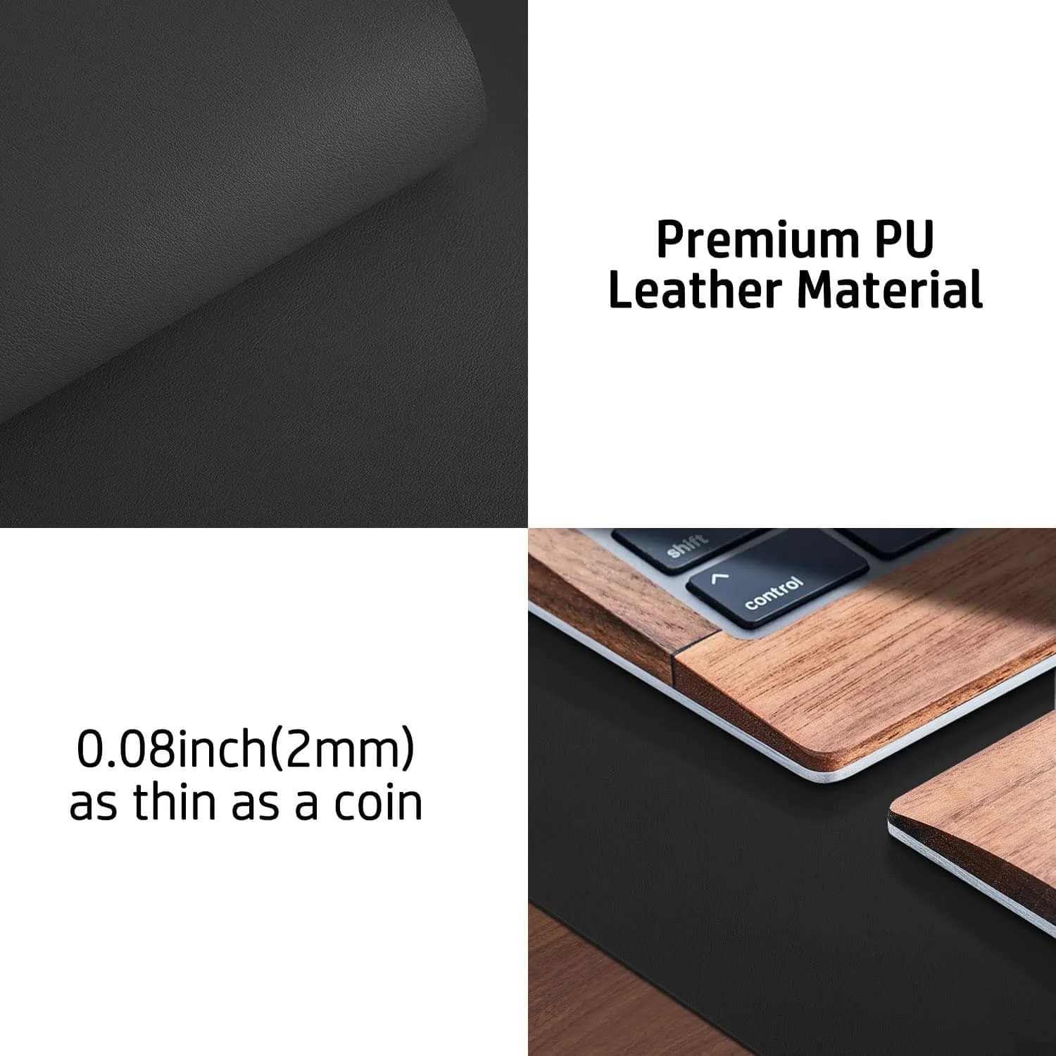 Aothia Black Leather Desk Pad Protector, 36" x 17" | Protects Desk from Scratches, Stains, Spills, Heat - view 8