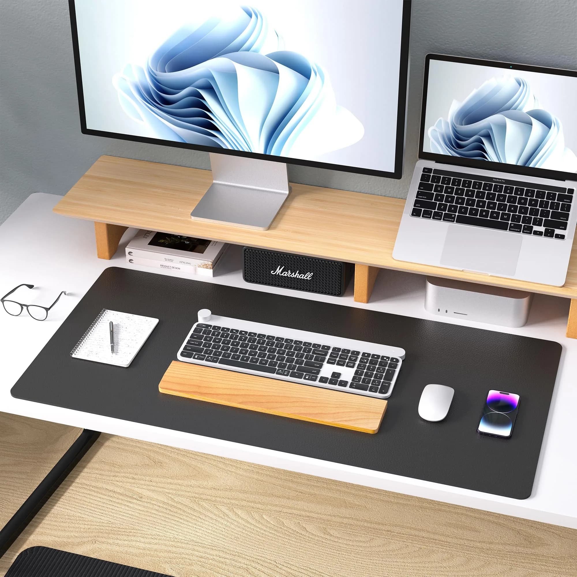 Aothia Black Leather Desk Pad Protector, 36" x 17" | Protects Desk from Scratches, Stains, Spills, Heat - view 9