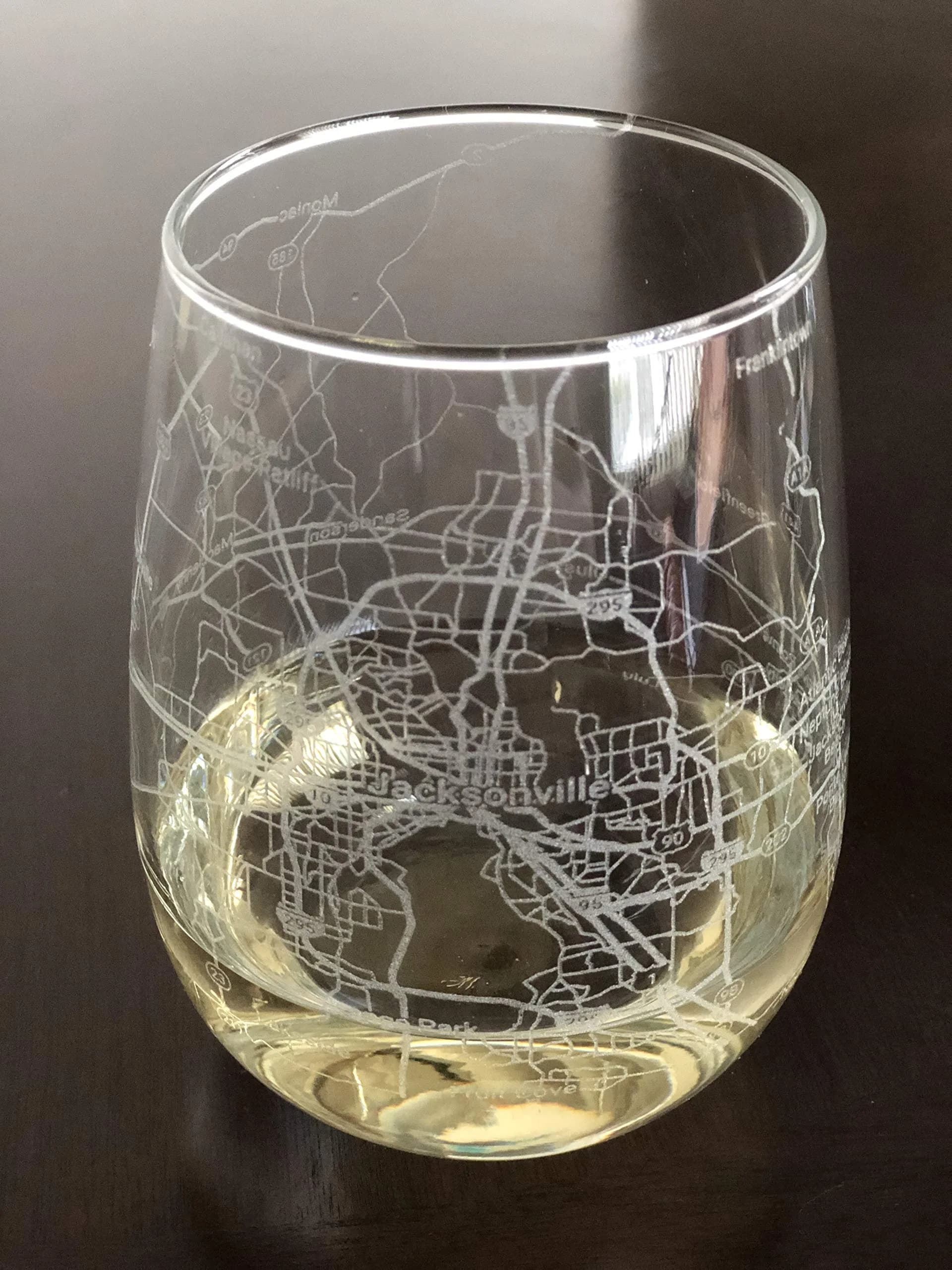 Or Something 17oz Stemless Wine Glass Urban City Map Jacksonville Florida | Dishwasher Safe — Clear