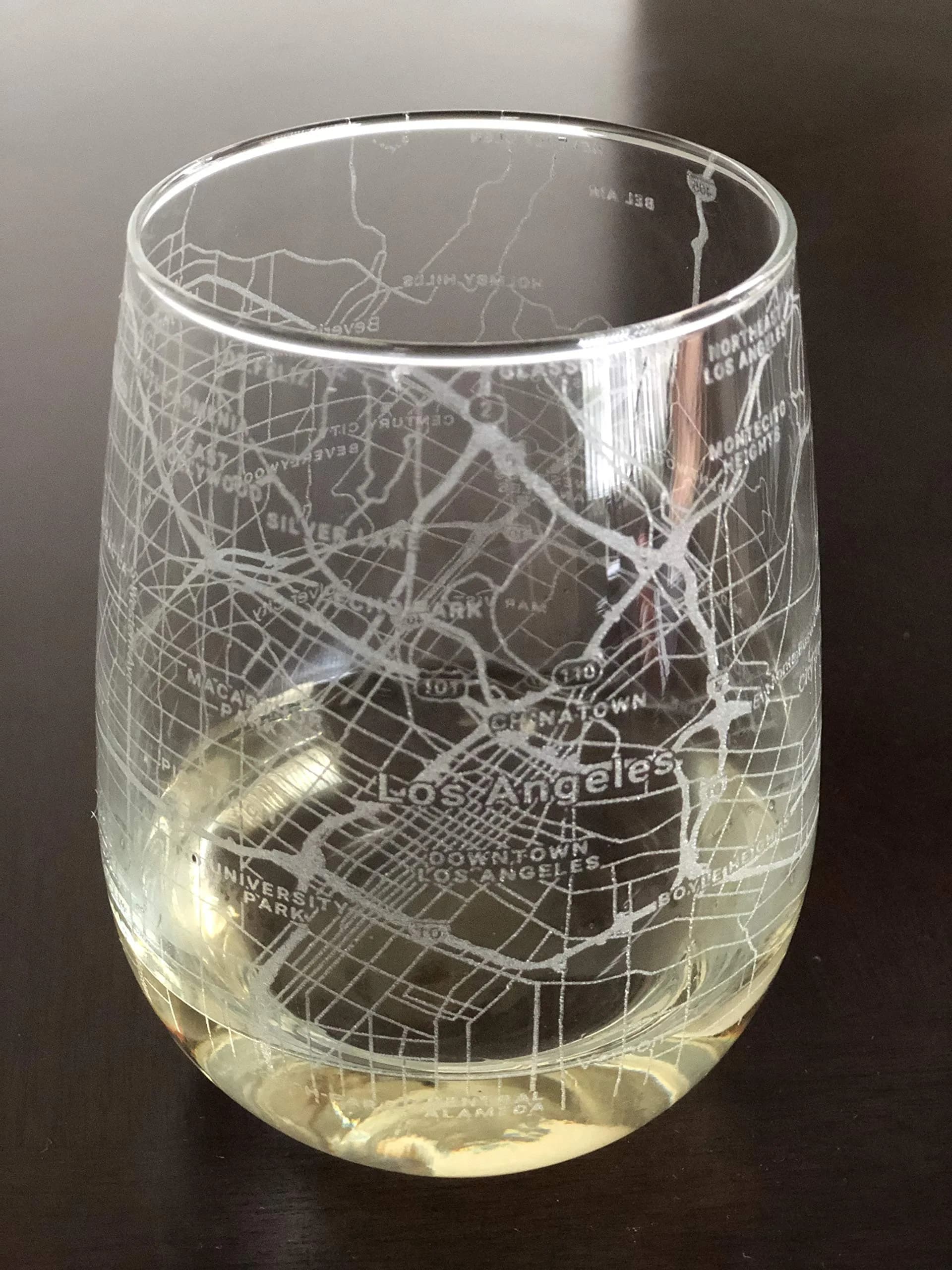 Or Something Stemless 17oz Wine Glass Urban City Map Los Angeles California | Modern Recyclable Glass — Clear