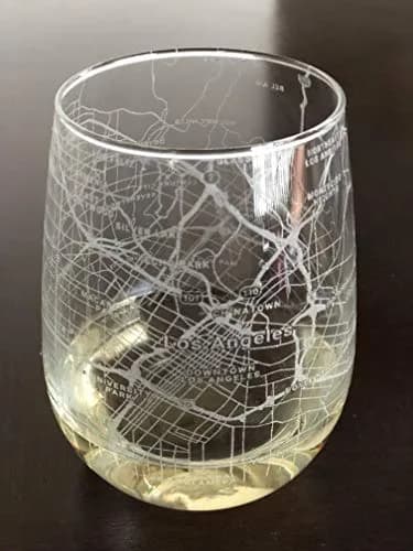 Or Something Stemless 17oz Wine Glass Urban City Map Los Angeles California | Modern Recyclable Glass thumbnail 1