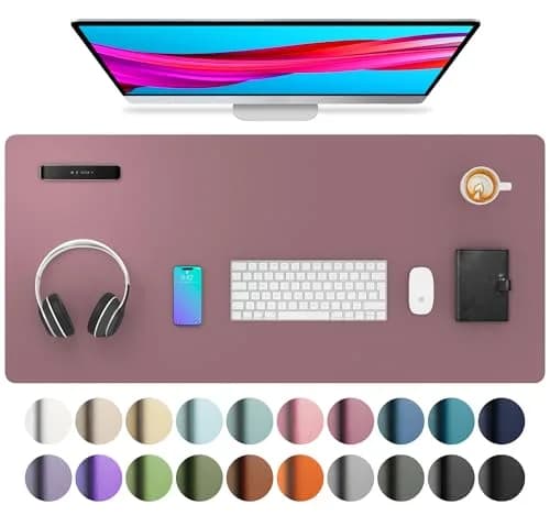Aothia Dark Pink Desk Pad Protector 91cm x 43cm (36" x 17") | Smooth PU Leather for Office & Home thumbnail 1
