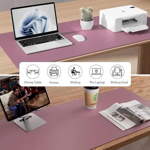 Aothia Dark Pink Desk Pad Protector 91cm x 43cm (36" x 17") | Smooth PU Leather for Office & Home thumbnail 5