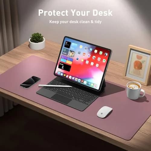 Aothia Dark Pink Desk Pad Protector 91cm x 43cm (36" x 17") | Smooth PU Leather for Office & Home thumbnail 3
