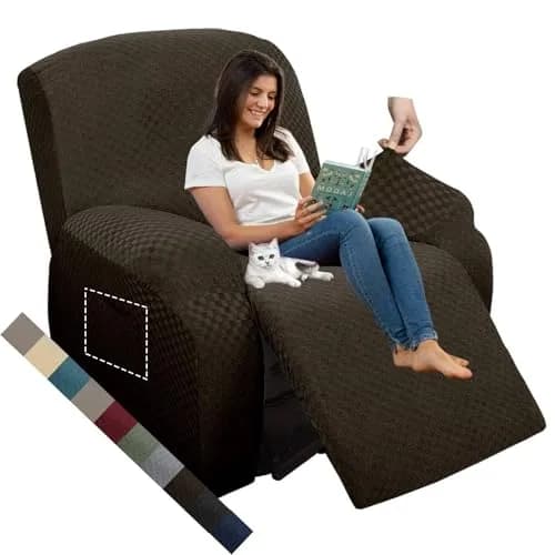 MAXIJIN Recliner Slipcovers 4 Pieces | Stretch Jacquard Fitted Protector for Kids & Pets thumbnail 1