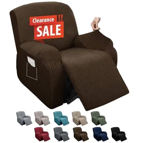 MAXIJIN Recliner Slipcovers 4 Pieces | Stretch Jacquard Fitted Protector for Kids & Pets thumbnail 8