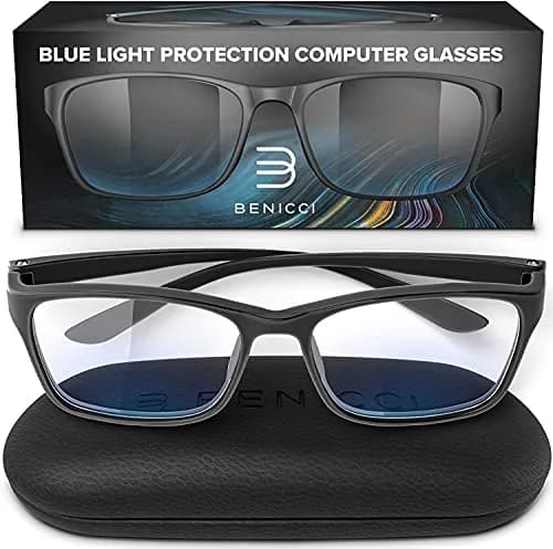 Benicci Blue Light Blocking Glasses with Case | Classic Frame, Unisex Fit, Blocks Glare thumbnail 8