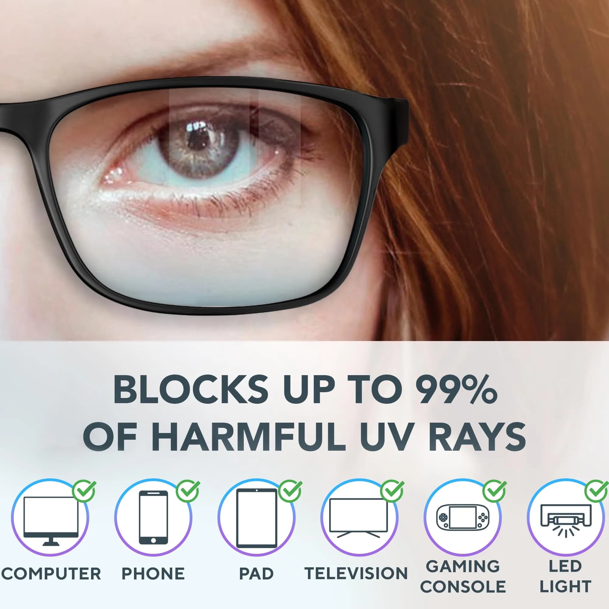 Benicci Blue Light Blocking Glasses with Case | Classic Frame, Unisex Fit, Blocks Glare - view 2