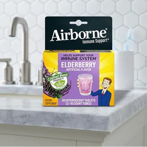 Airborne Elderberry Effervescent Tablets 20 Count | 1000mg Vitamin C Immune Support with Zinc & Antioxidants thumbnail 7