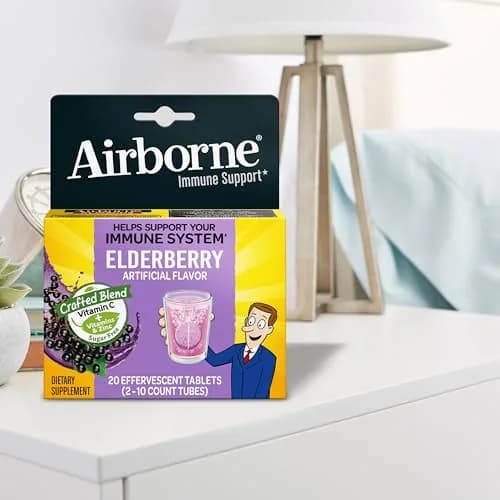 Airborne Elderberry Effervescent Tablets 20 Count | 1000mg Vitamin C Immune Support with Zinc & Antioxidants thumbnail 8