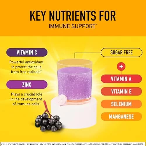 Airborne Elderberry Effervescent Tablets 20 Count | 1000mg Vitamin C Immune Support with Zinc & Antioxidants thumbnail 3