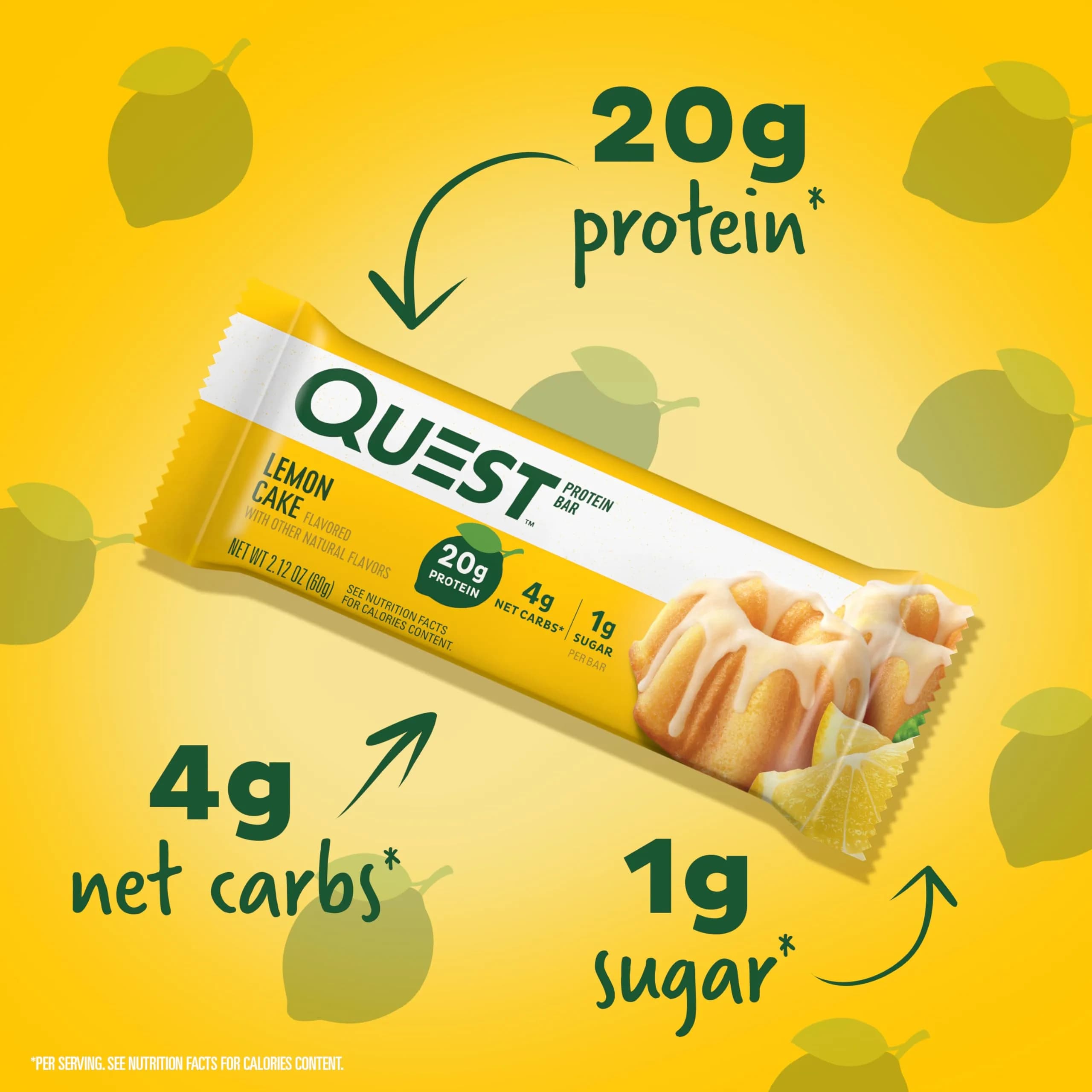 Quest Lemon Cake Protein Bars 12 Count | High Protein, Low Carb, Gluten Free, Keto Friendly - view 2