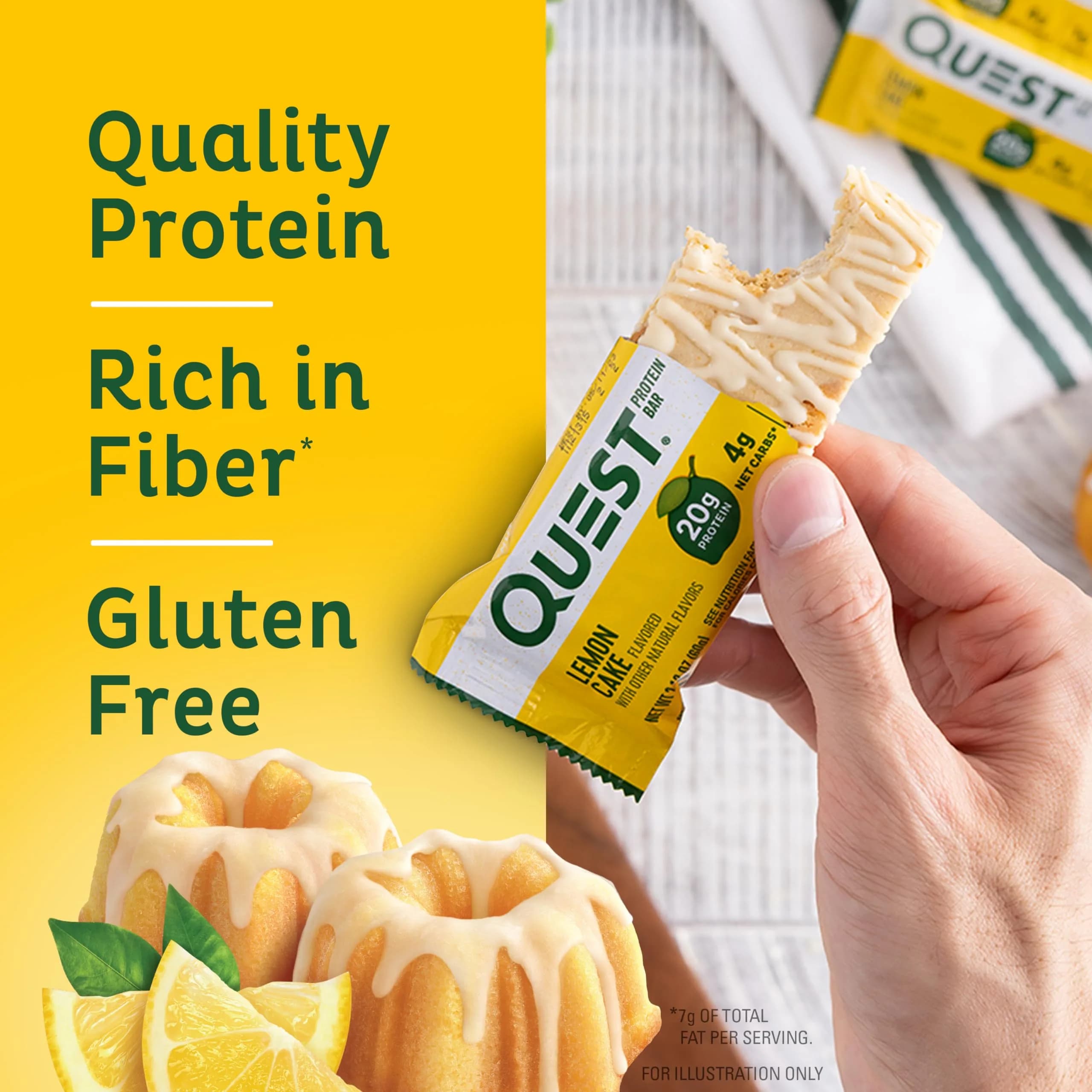 Quest Lemon Cake Protein Bars 12 Count | High Protein, Low Carb, Gluten Free, Keto Friendly - view 3