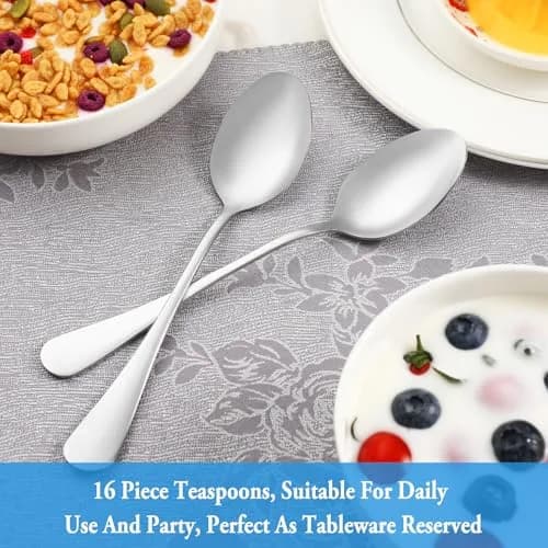 MUTNITT Teaspoon Set, 16 Piece, 6.7" Stainless Steel Silverware | Classic & Dishwasher Safe thumbnail 7
