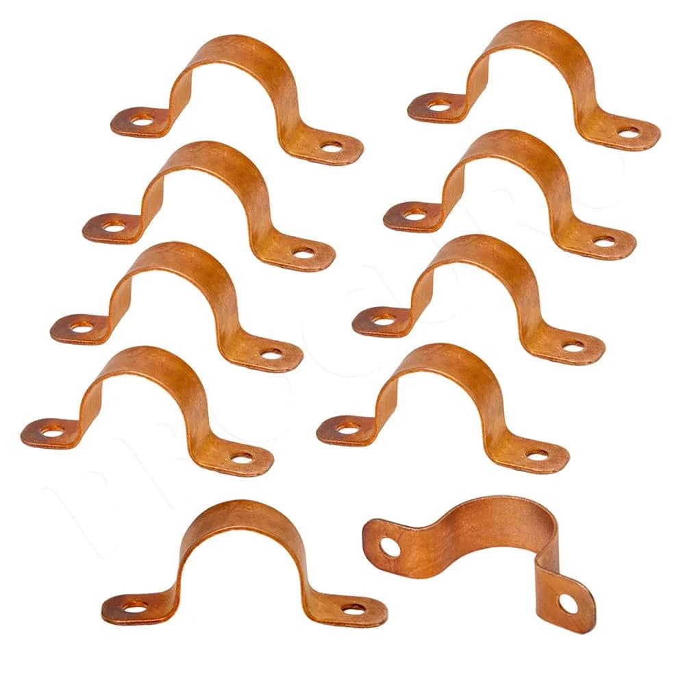 PROCURU 3/4-Inch Copper Pipe Strap, Two-Hole Clamp Mount (19.05 mm / 0.75-Inch), 10-Pack | Flush Mount for Copper Plumbing — 0.75 Inch (3/4")