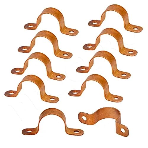 PROCURU 3/4-Inch Copper Pipe Strap, Two-Hole Clamp Mount (19.05 mm / 0.75-Inch), 10-Pack | Flush Mount for Copper Plumbing thumbnail 1