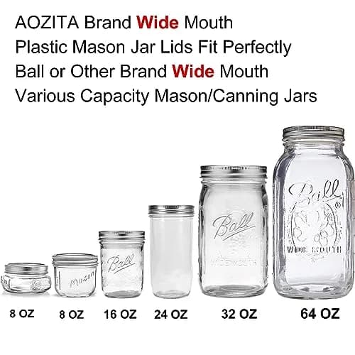 AOZITA Wide Mouth Mason Jar Lids [8 Pack, 8 Colors] 86mm (3.38 in) | Leak-Proof Plastic Storage Caps for Ball & Kerr Jars thumbnail 5