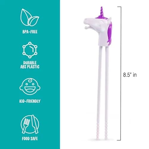 Fred & Friends MUNCHTIME Unicorn Chopsticks for Kids, Reusable Food-Safe Plastic, 4.45 inches | Fun Interactive Design for Beginners thumbnail 5