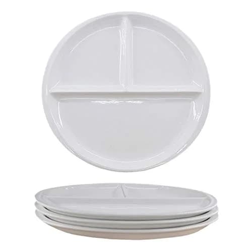 FLYING BALLOON 4 pcs Elegant Round Shaped Ceramic Divided Plate Dinner Plates Luncheon Plates Salad Plates for Kitchen thumbnail 1